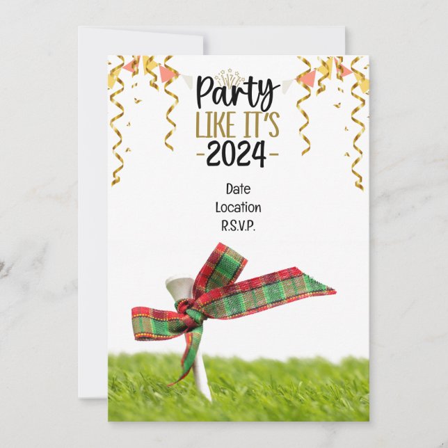 Golf Christmas  & New year party  Invitation (Front)