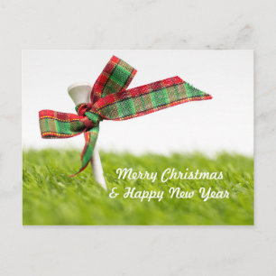 Golf Christmas & New year with golf ball and pine Postcard