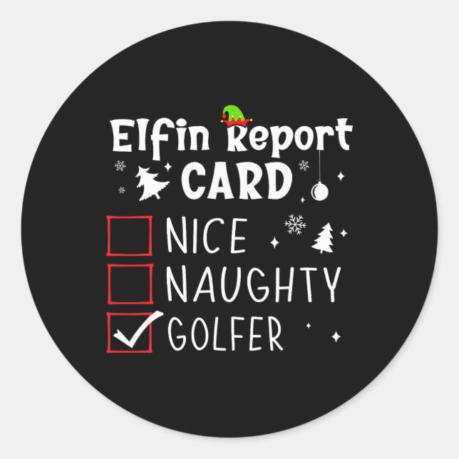 Golf Christmas Nice Naughty Funny Xmas List Golfer Classic Round Sticker (Front)
