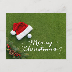 Golf Christmas on Putting Green Merry Christmas Holiday Postcard