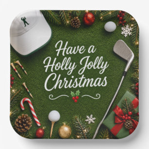 Golf Christmas Party for golfer Paper Plate