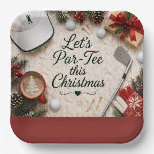 Golf Christmas Party for golfer Paper Plate