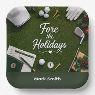 Golf Christmas Party for golfer Paper Plate