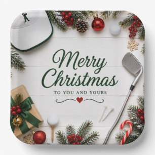 Golf Christmas Party for golfer Paper Plate