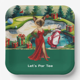 Golf Christmas Party for Woman Golfer  Paper Plate