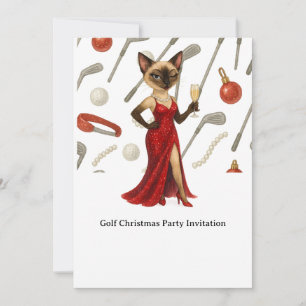 GOLF Christmas Party invitation for Cat lovers