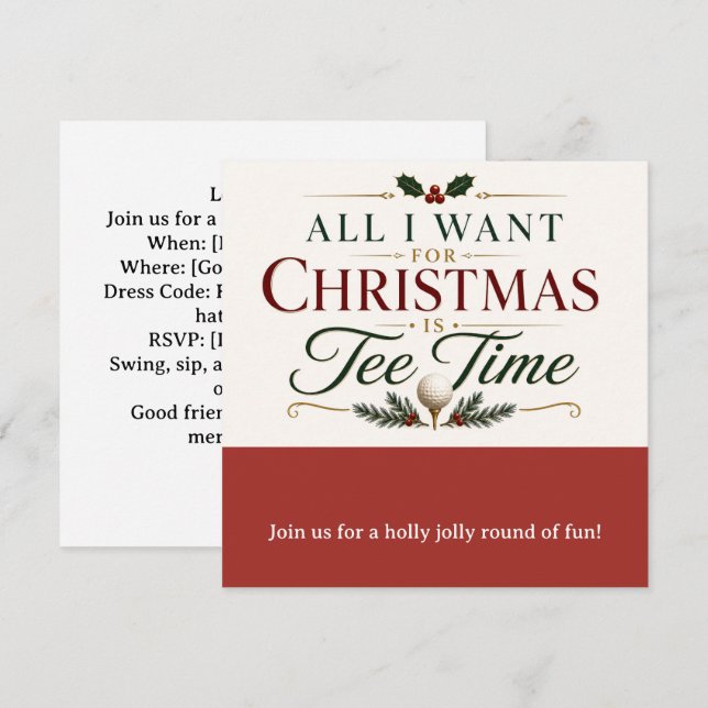 Golf Christmas Party Let’s Par tee  Invitation (Front/Back)