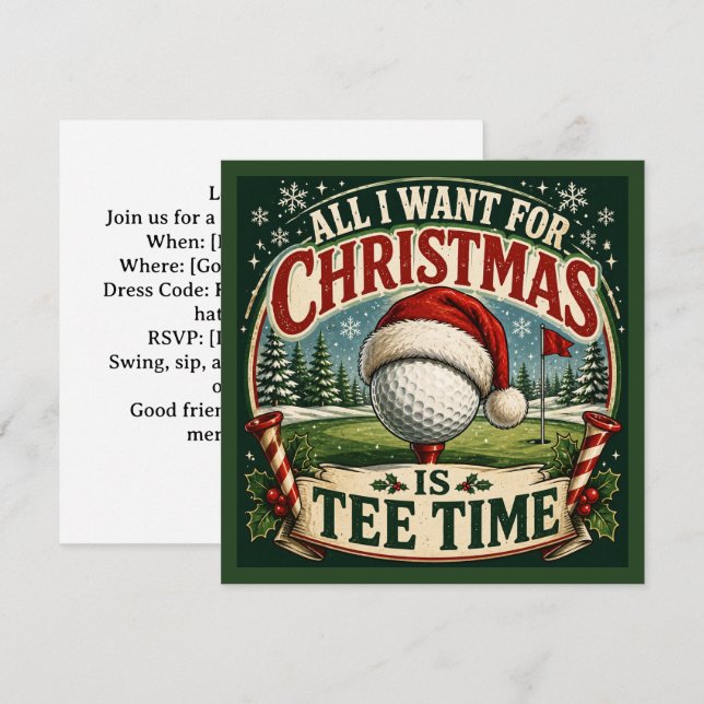 Golf Christmas Party Let’s Par tee  Invitation (Front/Back)