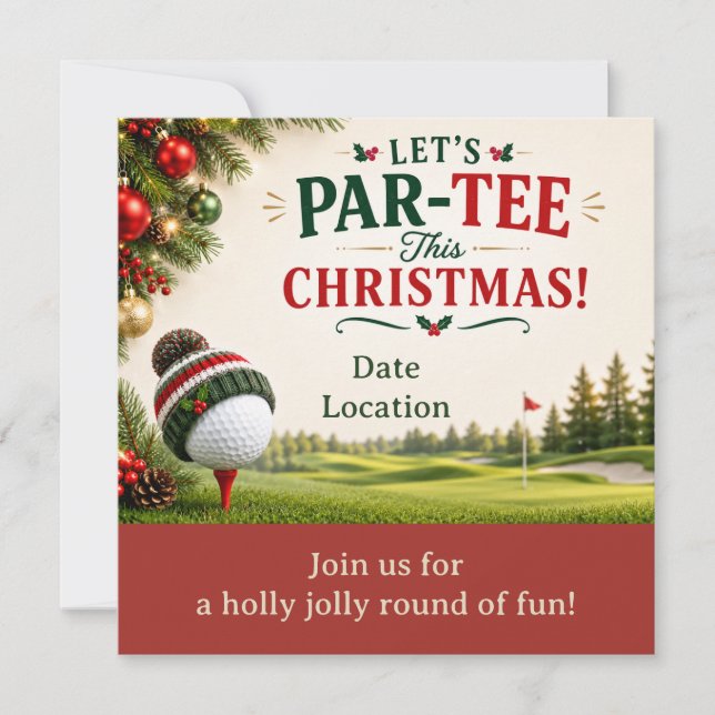 Golf Christmas Party Let’s Par tee  Invitation (Front)