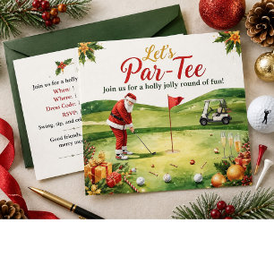 Golf Christmas Party Let’s Par tee with Santa  Invitation