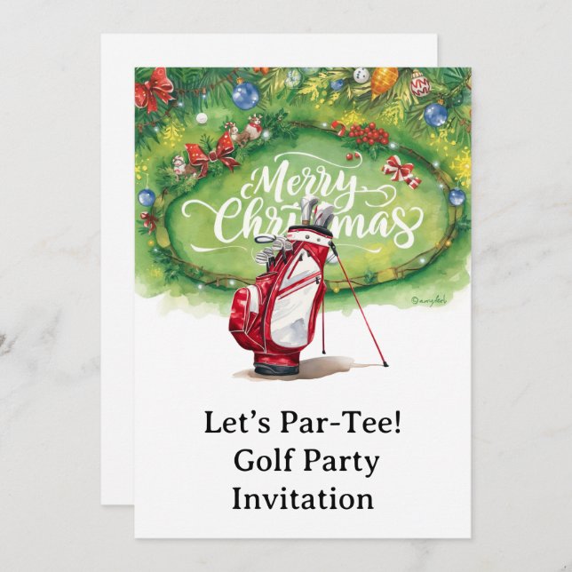 Golf Christmas Party on putting green Invitation (Front/Back)