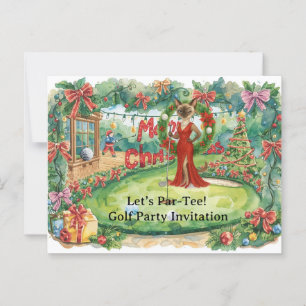 Golf Christmas Party on putting green Postcard