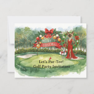 Golf Christmas Party on putting green Postcard