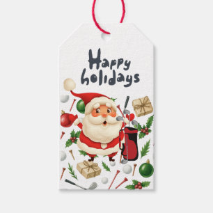 Golf Christmas Party themed with Santa Claus  Gift Tags