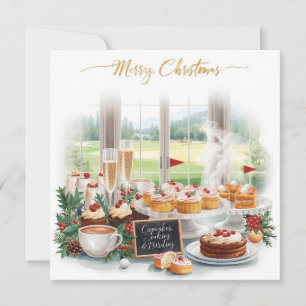 Golf Christmas Party with Golf Course Background Invitation