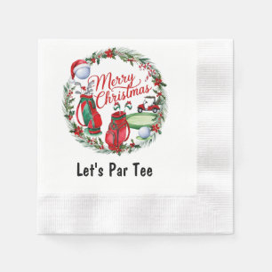 Golf Christmas Party with golf equipment Xmas Napkin