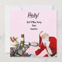 Golf Christmas party with Santa Claus on Pink 