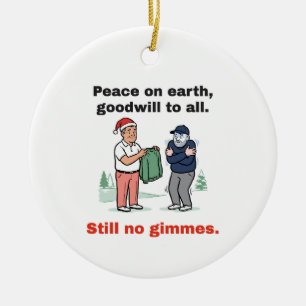 Golf Christmas: Peace on Earth, Still No Gimmes Ceramic Tree Decoration
