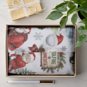 Golf Christmas Santa Claus Golfing in Minnesota Tissue Paper