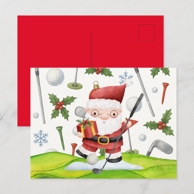Golf christmas Santa Claus GOLFING  Postcard (Front/Back)