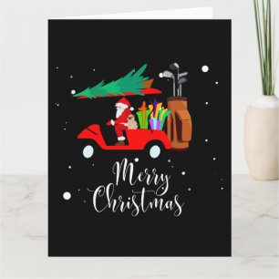 Golf christmas Santa Claus riding golf cart   Card