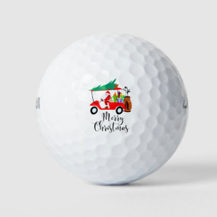 Golf christmas Santa Claus riding golf cart golfer Balls