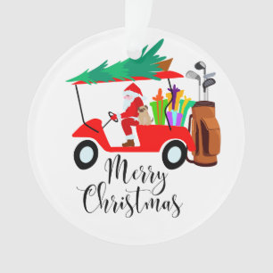 Golf christmas Santa Claus riding golf cart golfer Ornament