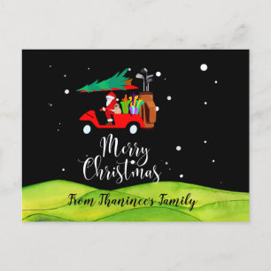 Golf christmas Santa Claus riding golf cart    Postcard