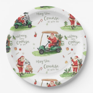 Golf Christmas Santa Golfer May Course be with you Paper Plate