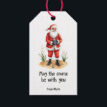 Golf Christmas Santa golfing My course be with you Gift Tags<br><div class="desc">Add a playful golf twist to your holiday gifts! These festive gift tags feature Santa Claus golfing across a green, with the fun phrase “May the Course Be With You.” Perfect for wrapping presents for golfers, golf lovers, or anyone who enjoys a humourous holiday touch. High-quality, vibrant, and ready to...</div>