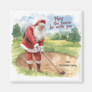 Golf Christmas Santa  May the course be with you Magnet