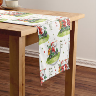 Golf Christmas Santa “May the Course Be With You” Short Table Runner