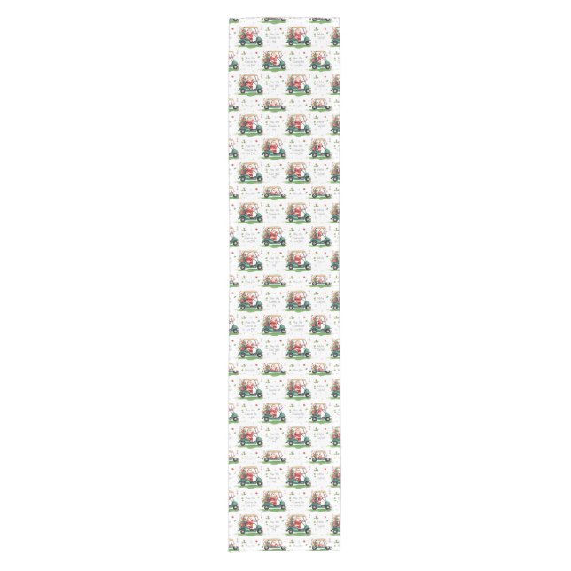 Golf Christmas Santa “May the Course Be With You” Short Table Runner (Front)