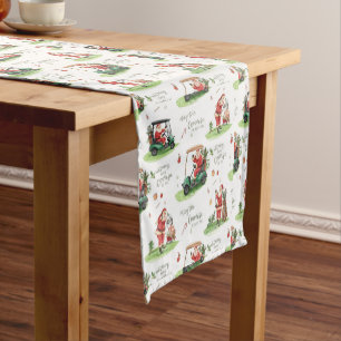 Golf Christmas Santa “May the Course Be With You” Short Table Runner