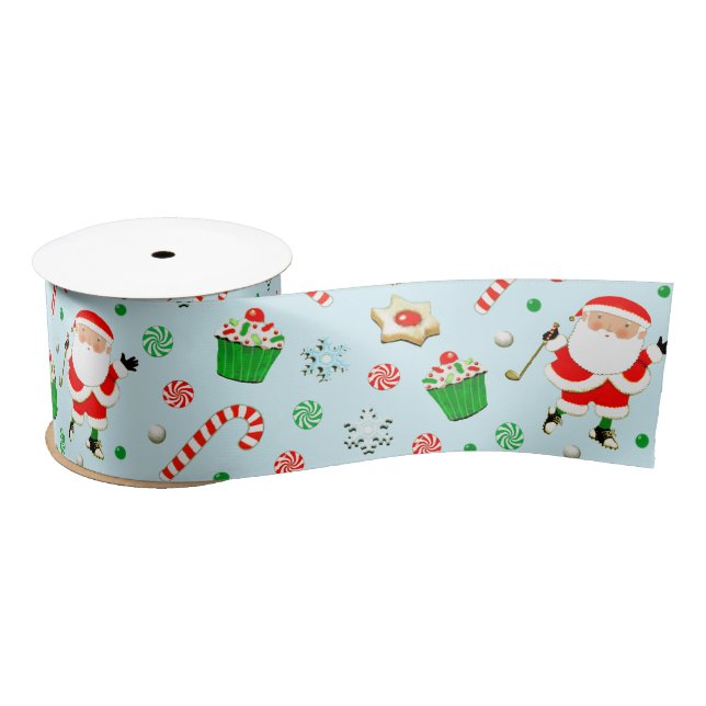 Golf Christmas Satin Ribbon (Spool)