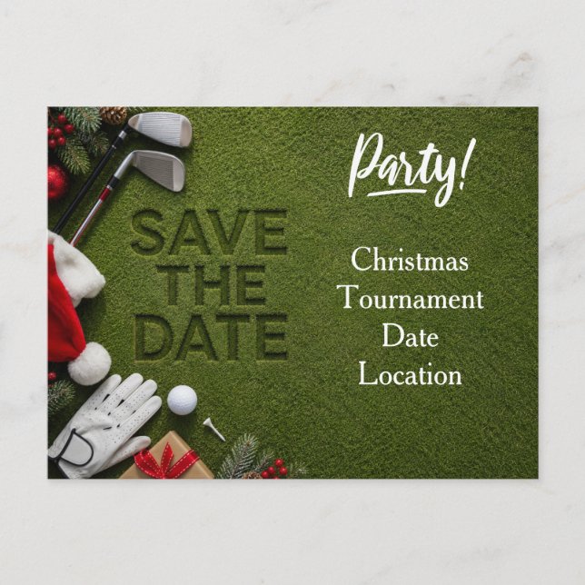 Golf Christmas save the date invitation  (Front)
