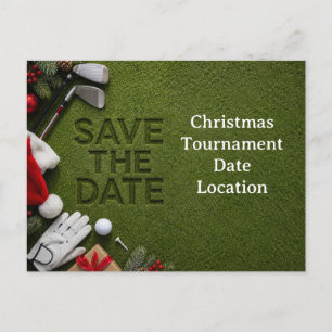 Golf Christmas save the date invitation Postcard