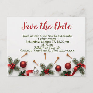 Golf Christmas save the date with golf themed Postcard