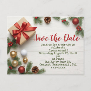 Golf Christmas save the date with golf themed Postcard