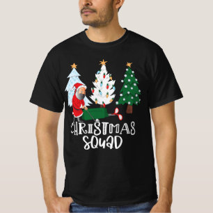 Golf Christmas Squad with Santa Claus at Xmas Tree T-Shirt