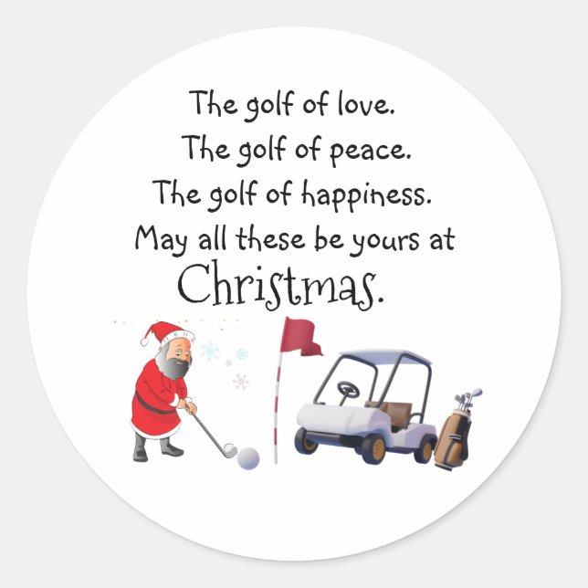 Golf Christmas sticker with  Santa Claus blessing  (Front)