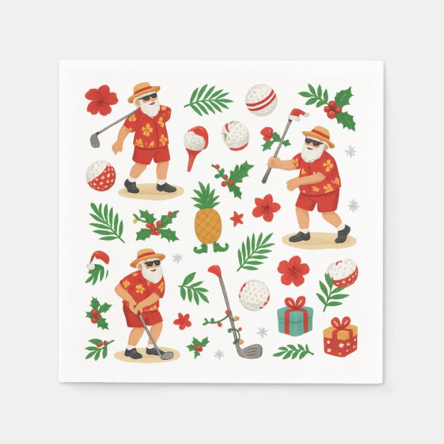 Golf Christmas Summer July Hawaii themed  Napkin (Front)