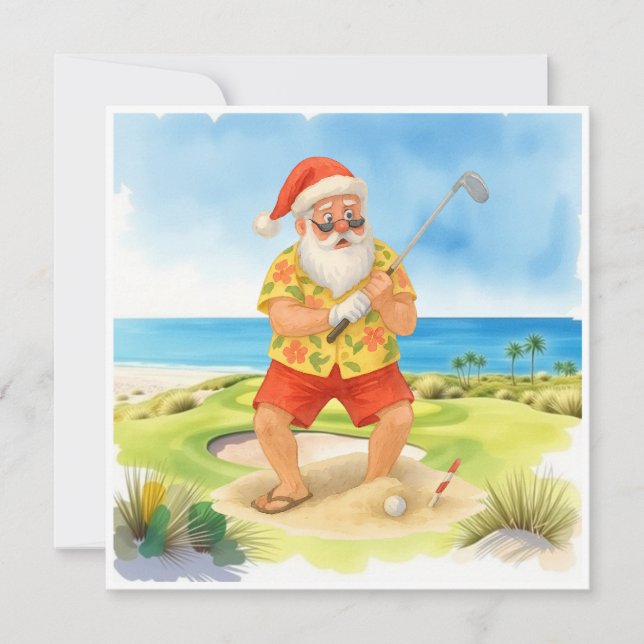 Golf Christmas Summer time  Santa Claus Golfing (Front)