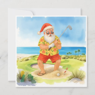 Golf Christmas Summer time  Santa Claus Golfing