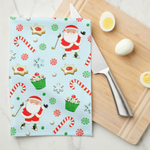 Golf Christmas Tea Towel