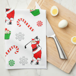 Golf Christmas Tea Towel