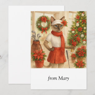Golf Christmas themed for Cat Golfer  Holiday Card