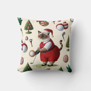 Golf Christmas themed for Cat Lover Golfer Cushion