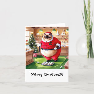 Golf Christmas themed for Cat Lover Golfer Holiday Card