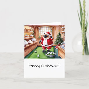 Golf Christmas themed for Cat Lover Golfer Holiday Card